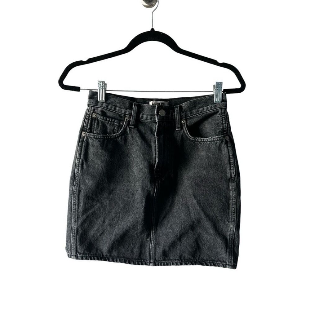 Agolde Denim Black Denim Mini Skirt Size 27 Cotton Y2K Retro Classic Casual